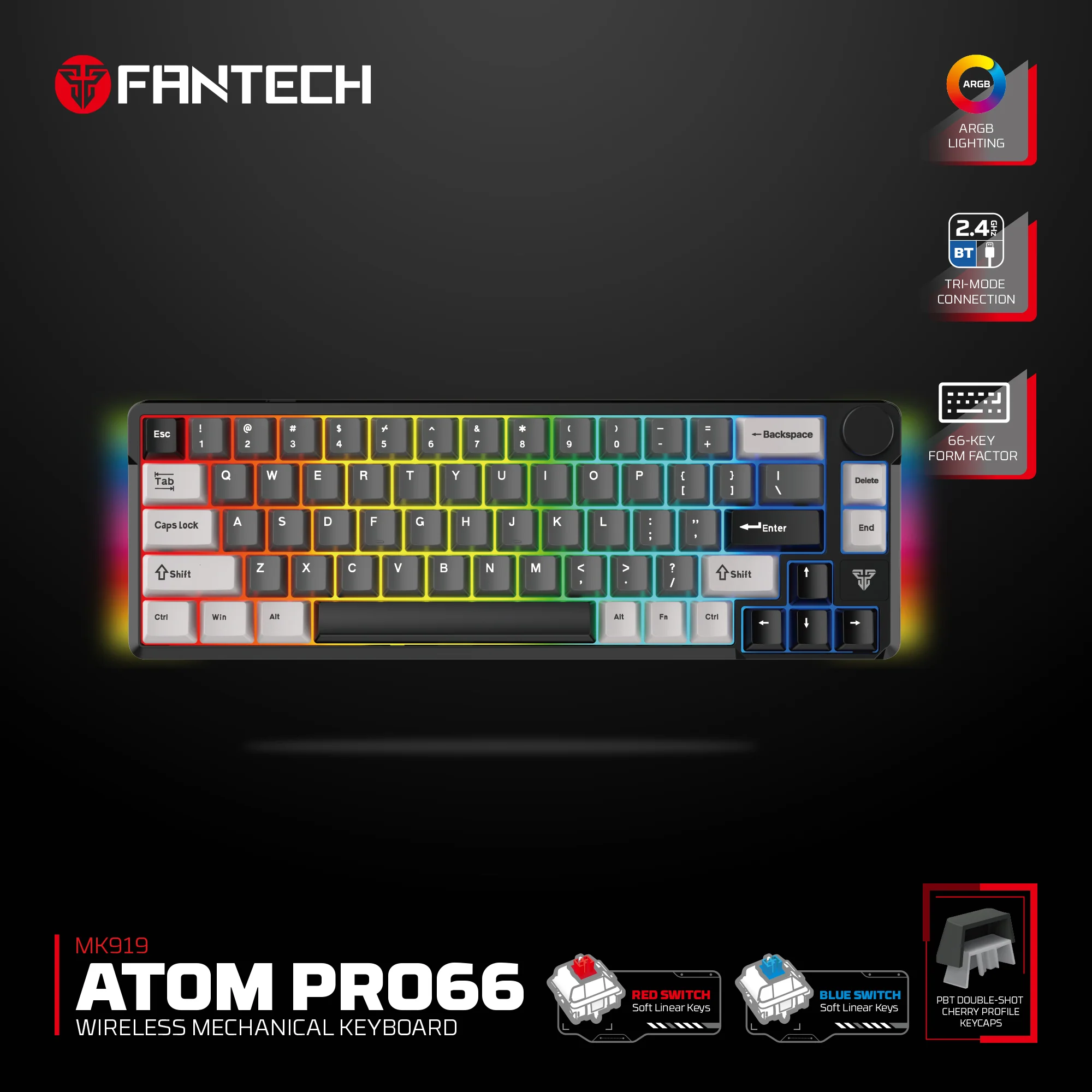 Fantech MK919 ATOM PRO66 Mechanical Keyboard Black Fantech MK919 ATOM PRO66 Mechanical Keyboard Black